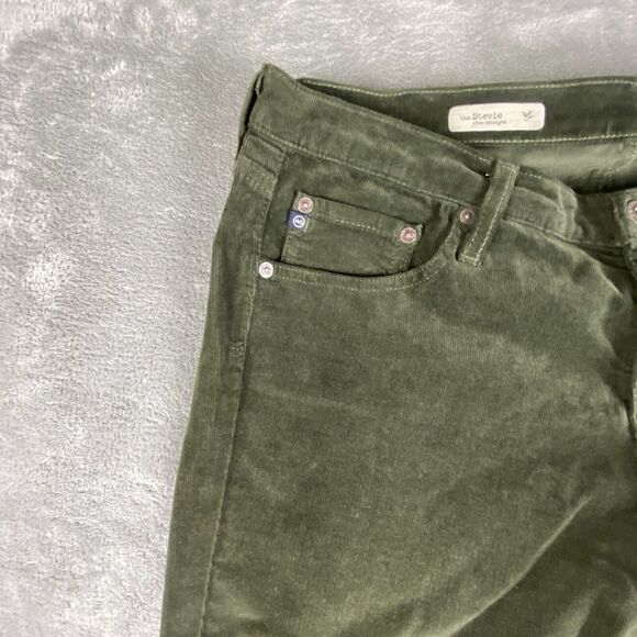 Adrianio Goldschmied Stevie Pants Womens 32 Olive Green Corduroy Slim Straight - Picture 7 of 16